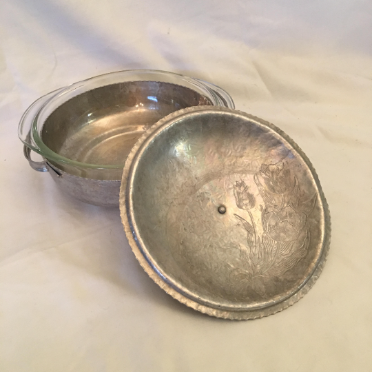 Hammered Aluminum Covered Serving Dish