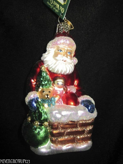 Down the Chimney Blown Glass Tree Ornament by Old World Christmas - RETIRED