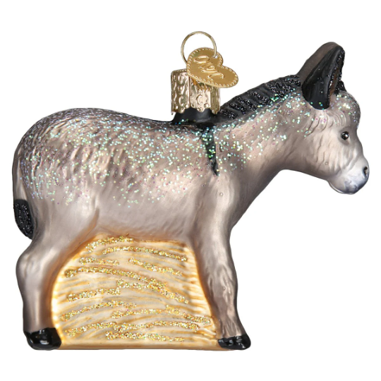 Donkey - Blown Glass Nativity Tree Ornament by Old World Christmas