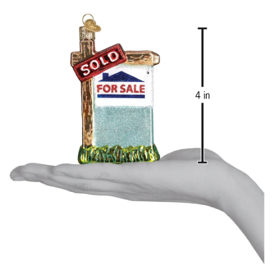 Realty Sign Blown Glass Tree Ornament by Old World Christmas - Gift for Realtor