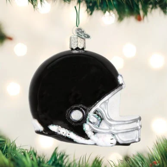 Black Football Helmet - Blown Glass Tree Ornament by Old World Christmas