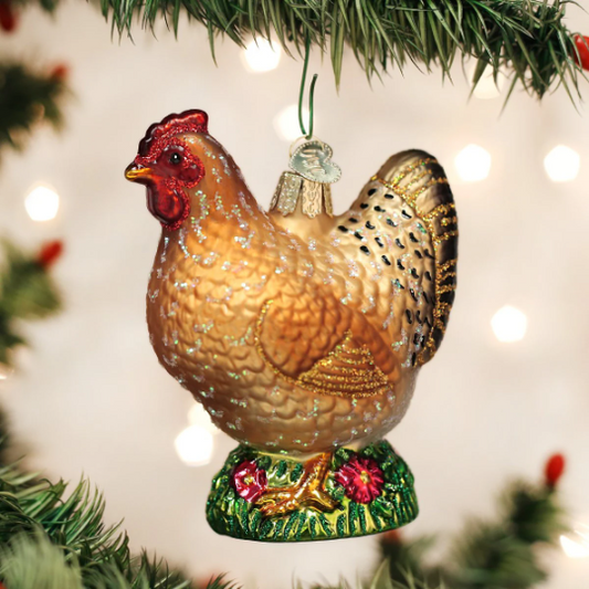 Spring Chicken Blown Glass Tree Ornament by Old World Chicken