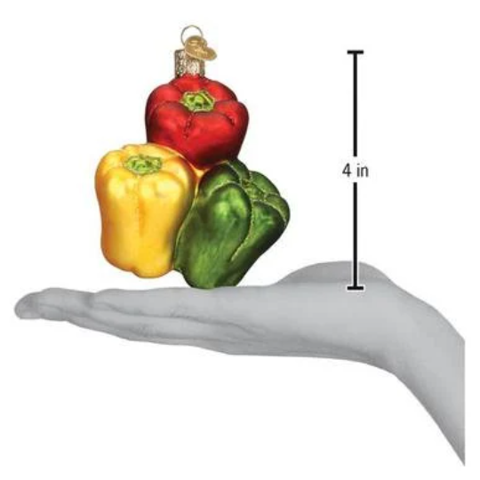 Bell Pepper Red Yellow Green Blown Glass Tree Ornament by Old World Christmas