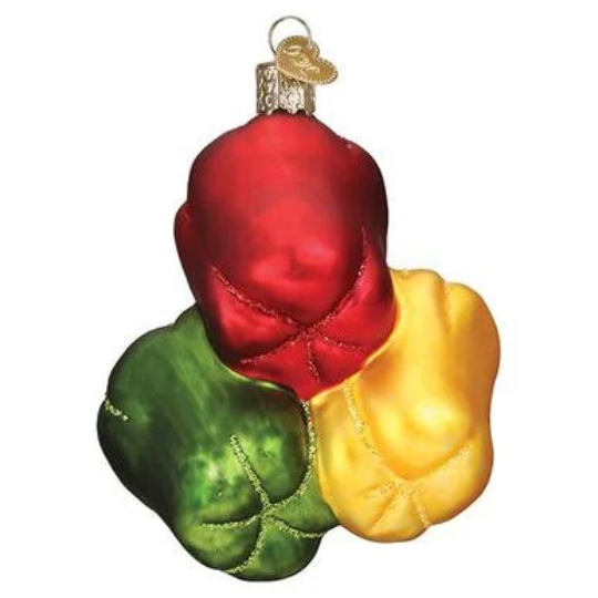Bell Pepper Red Yellow Green Blown Glass Tree Ornament by Old World Christmas