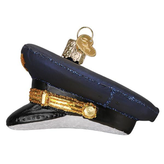 Pilots Cap Old World Christmas Glass Ornament