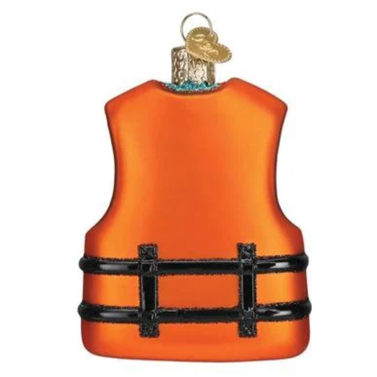 Life Jacket Blown Glass Tree Ornament for Boaters by Old World Christmas - RETIRED