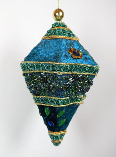 Vintage Blue Handmade Beaded Ornament