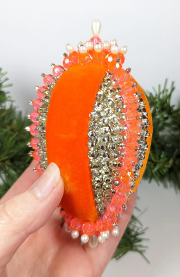 Vintage Handmade Beaded Pushpin Ornament