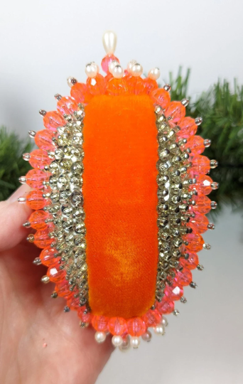Vintage Handmade Beaded Pushpin Ornament