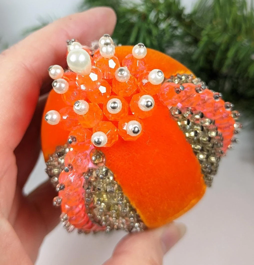 Vintage Handmade Beaded Pushpin Ornament