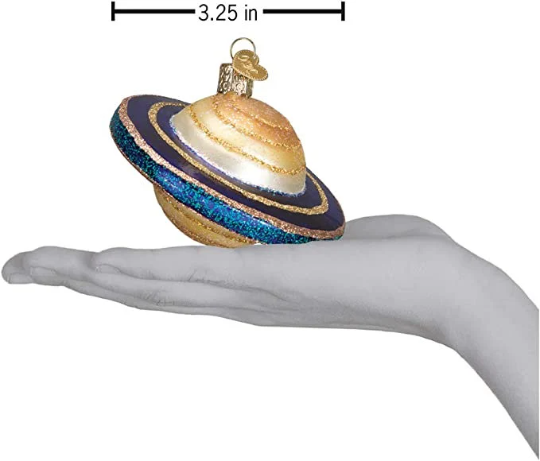 Planet Saturn Outer Space Blown Glass Tree Ornament by Old World Christmas