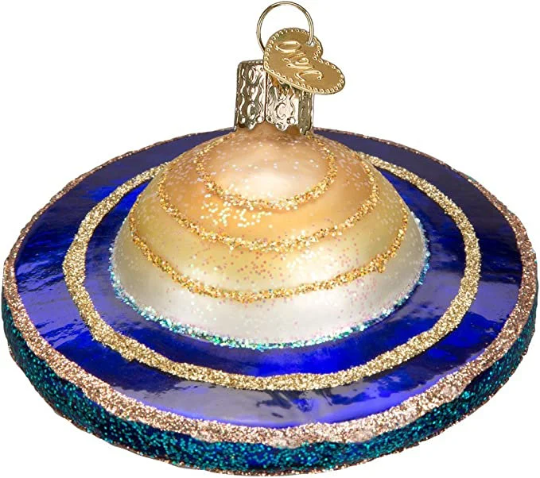 Planet Saturn Outer Space Blown Glass Tree Ornament by Old World Christmas