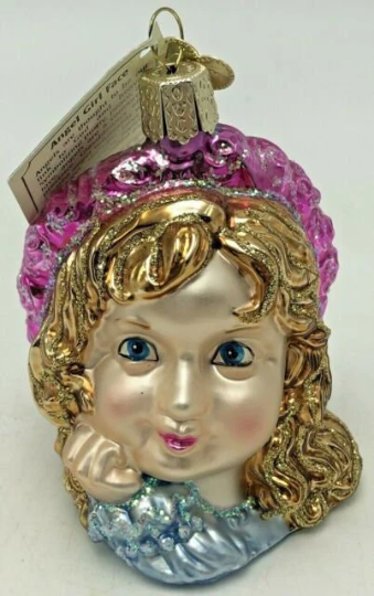 Angel Face Little Girl Blown Glass Tree Ornament by Old World Christmas - RETIRED