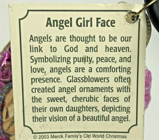 Angel Face Little Girl Blown Glass Tree Ornament by Old World Christmas - RETIRED