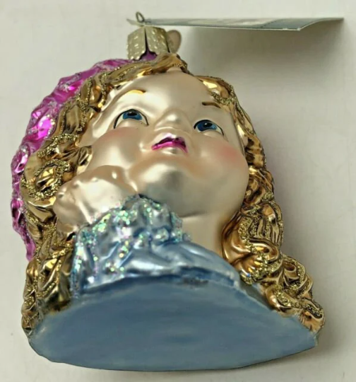Angel Face Little Girl Blown Glass Tree Ornament by Old World Christmas - RETIRED