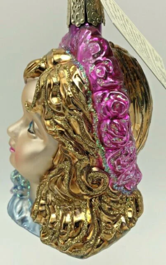 Angel Face Little Girl Blown Glass Tree Ornament by Old World Christmas - RETIRED