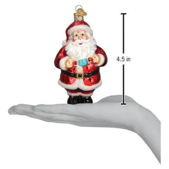 Santa Revealed - Covid Medical Mask Era - RETIRED Blown Glass Tree Ornament by Old World Christmas