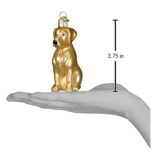 Yellow Labrador Retriever Dog Old World Christmas Blown Glass Tree Ornament