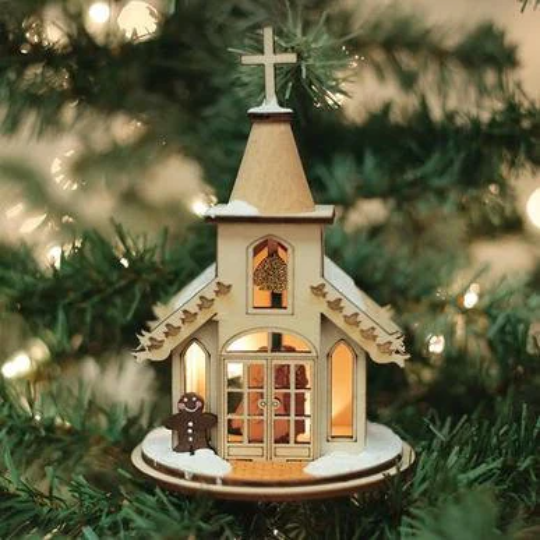 Wedding Chapel Cottage Old World Christmas Wood Ornament