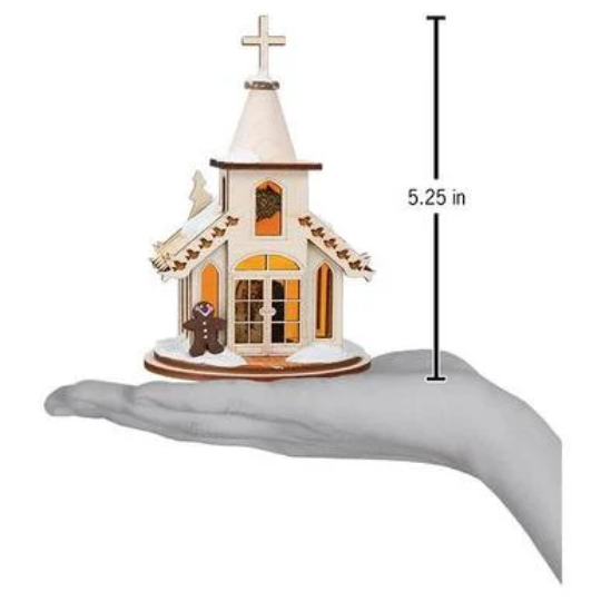 Wedding Chapel Cottage Old World Christmas Wood Ornament