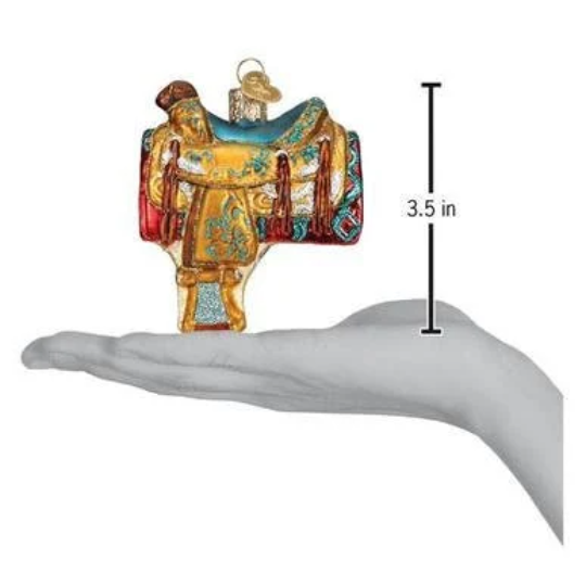 Western Saddle Blown Glass Tree Ornament for Horse Riders by Old World Christmas