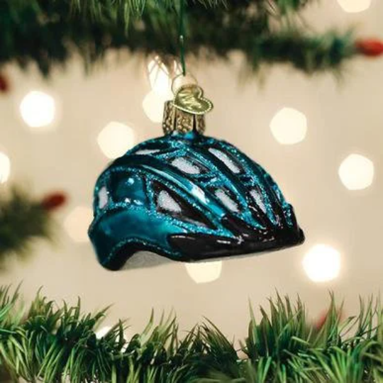 Bike Helmet Bicycle Safety Blown Glass Tree Ornament by Old World Christmas - RETIRED