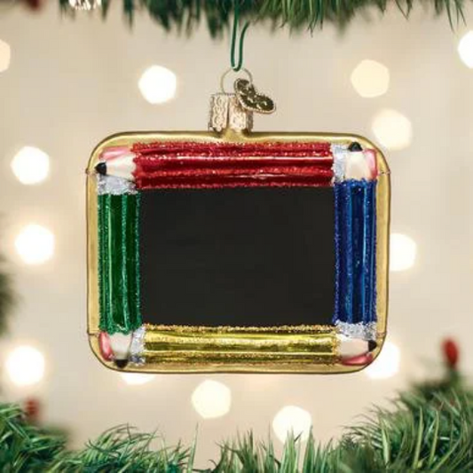 Chalkboard - Blown Glass Tree Ornament by Old World Christmas - RETIRED