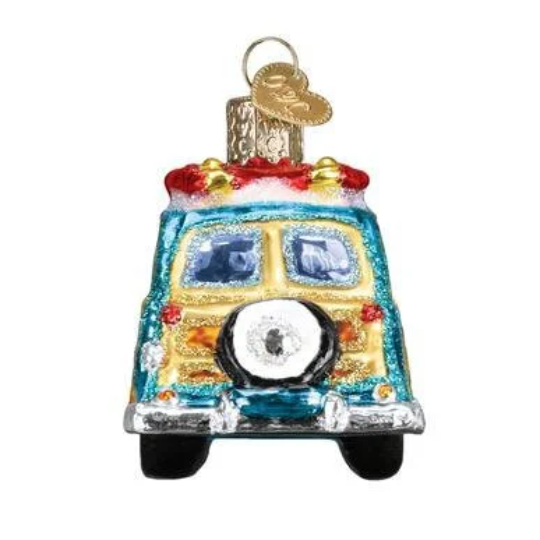 Surf's Up Wagon SUV Blown Glass Tree Ornament by Old World Christmas - RETIRED