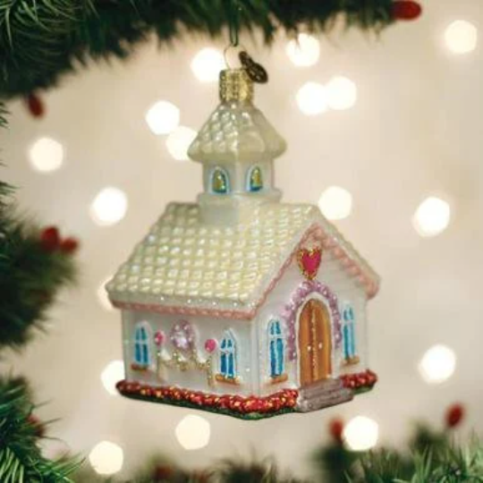Wedding Chapel Blown Glass Tree Ornament by Old World Christmas