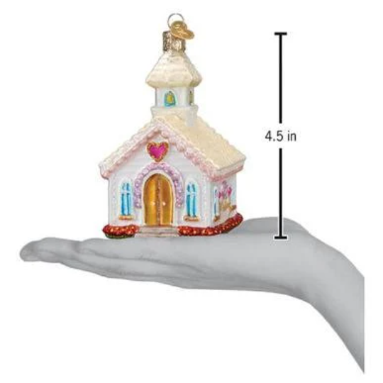 Wedding Chapel Blown Glass Tree Ornament by Old World Christmas