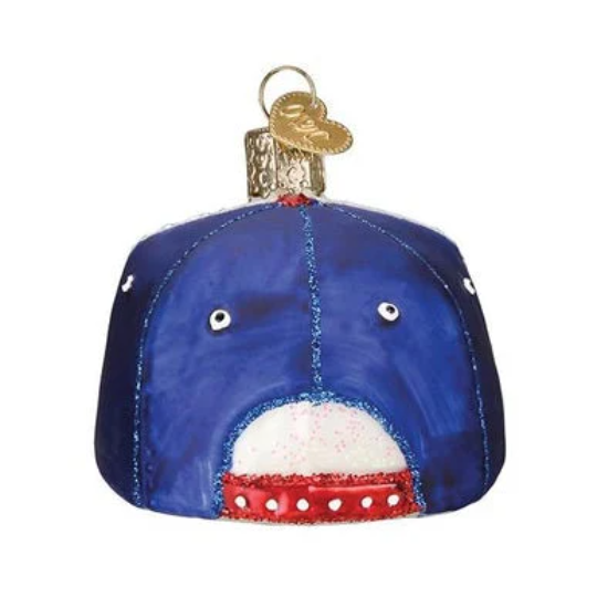 Baseball Cap Red White and Blue Blown Glass Tree Ornament by Old World Christmas - RETIRED