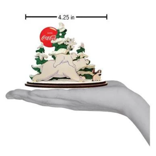Coca Cola Polar Bear Wooden Christmas Tree Ornament by Ginger Cottages