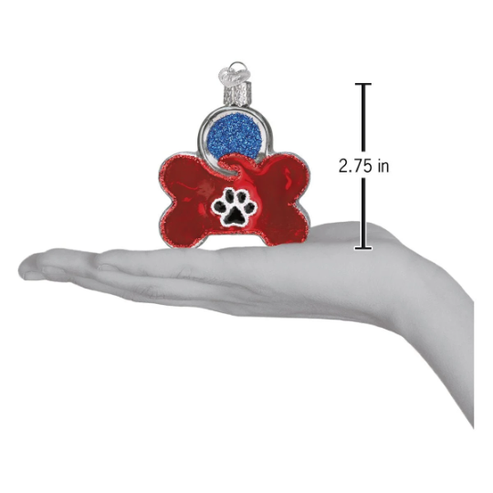 Dog Tag Blown Glass Tree Ornament Old World Christmas - RETIRED