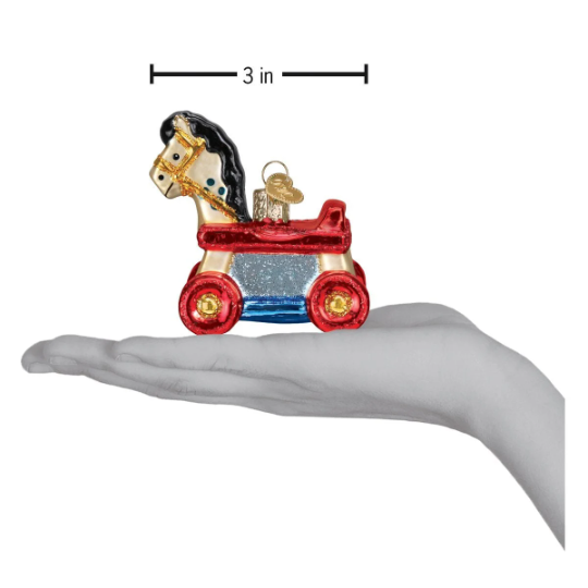 Rolling Horse Toy Glass Tree Ornament by Old World Christmas - RETIRED