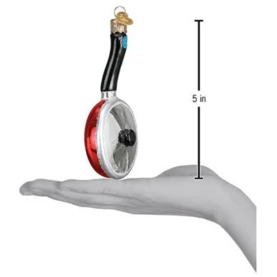 Red Frying Pan Blown Glass Tree Ornament by Old World Christmas - RETIRED