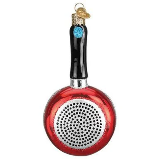 Red Frying Pan Blown Glass Tree Ornament by Old World Christmas - RETIRED