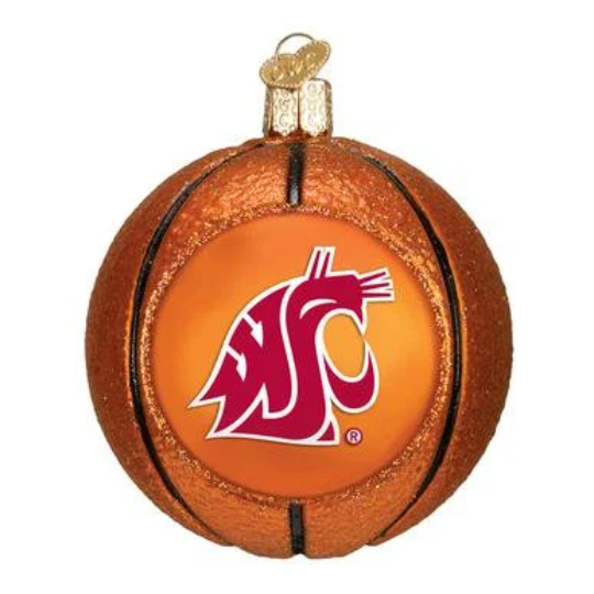 WSU Basketball Blown Glass Old World Christmas Ornament