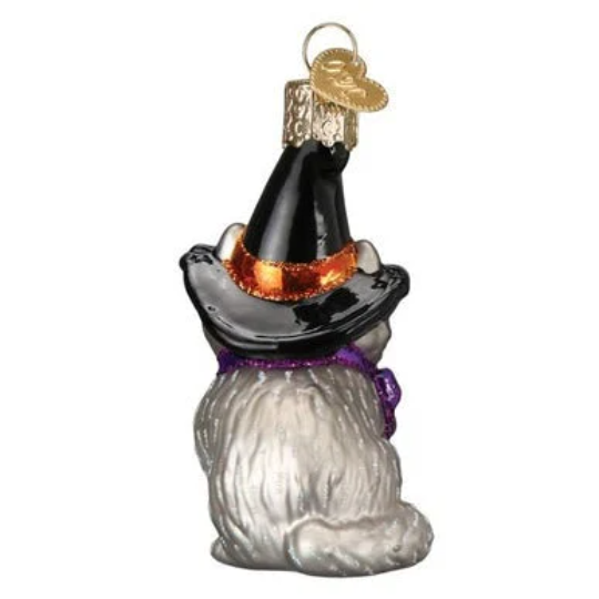 Witch Kitten Halloween-Themed Blown Glass Tree Ornament by Old World Christmas