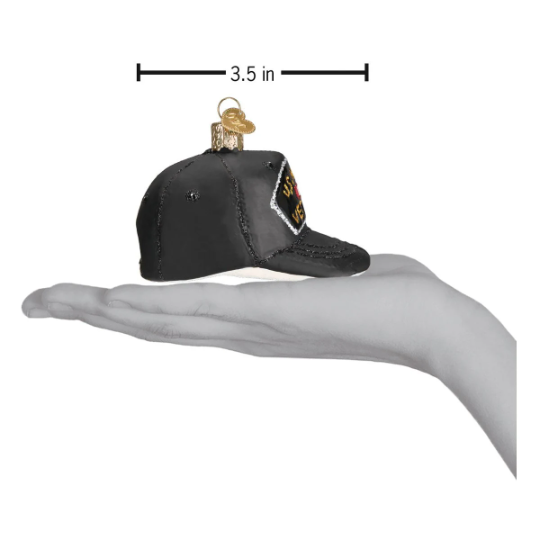 U.S. Military Veteran's Cap Blown Glass Tree Ornament by Old World Christmas