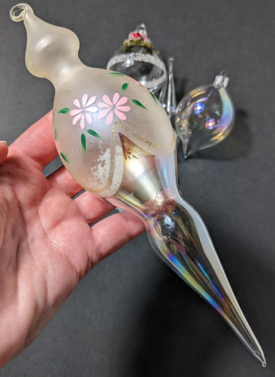 Vintage Silvestri Iridescent Glass Christmas Ornaments