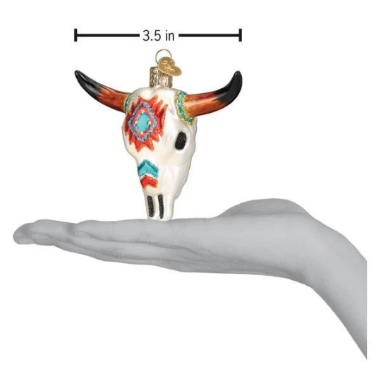Southwestern Steer Skull Blown Glass Tree Ornament by Old World Christmas