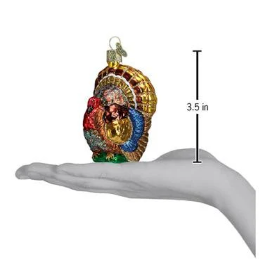 Tom Turkey Thanksgiving Dinner Glass Tree Ornament by Old World Christmas