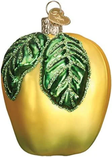 Yellow Apple - Blown Glass Tree Ornament by Old World Christmas - RETIRED