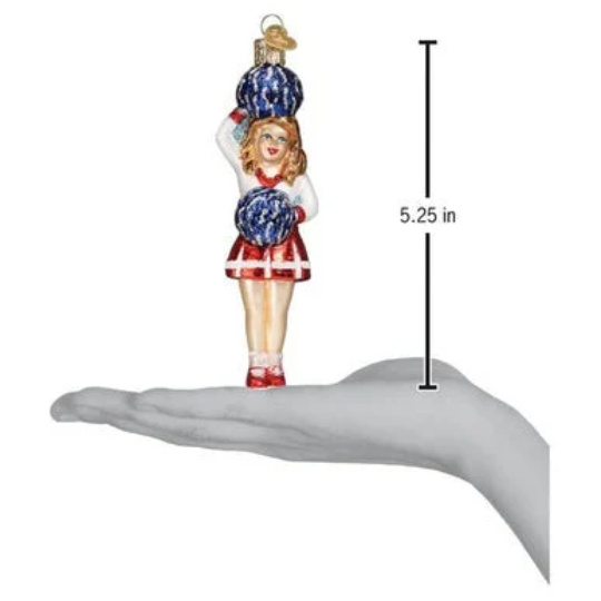 Cheerleader with Pom-poms Sports themed Blown Glass Tree Ornament by Old World Christmas