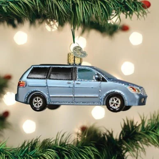 Soccer Mom Minivan SUV Blown Glass Tree Ornament by Old World Christmas - RETIRED