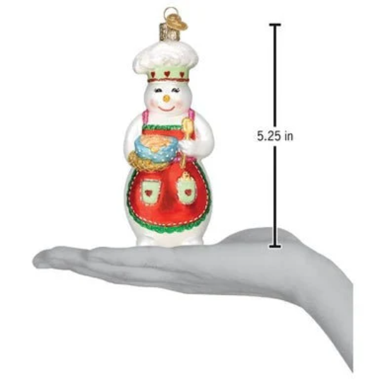 Snowwoman Chef Glass Tree Ornament by Old World Christmas - Snowman