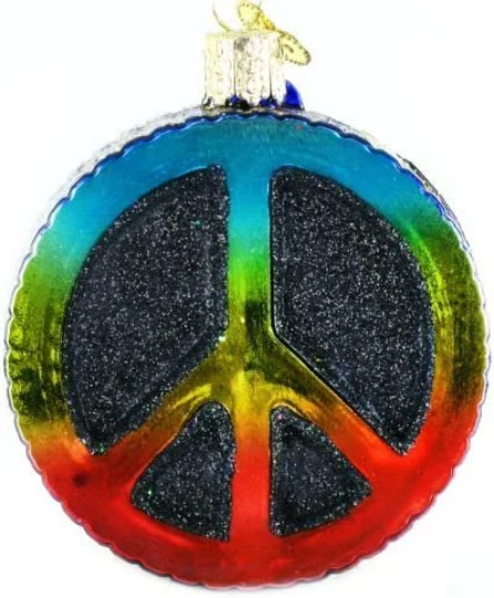 Peace Symbol Old World Christmas Glass Ornament