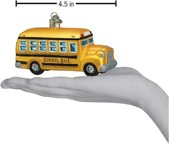 Yellow School Bus Blown Glass Tree Ornament by Old World Christmas