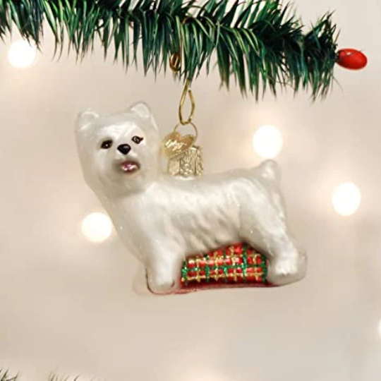 Westie Terrier Dog - Blown Glass Tree Ornament by Old World Christmas