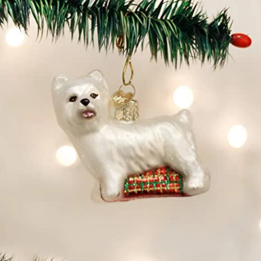 Westie Terrier Dog - Blown Glass Tree Ornament by Old World Christmas